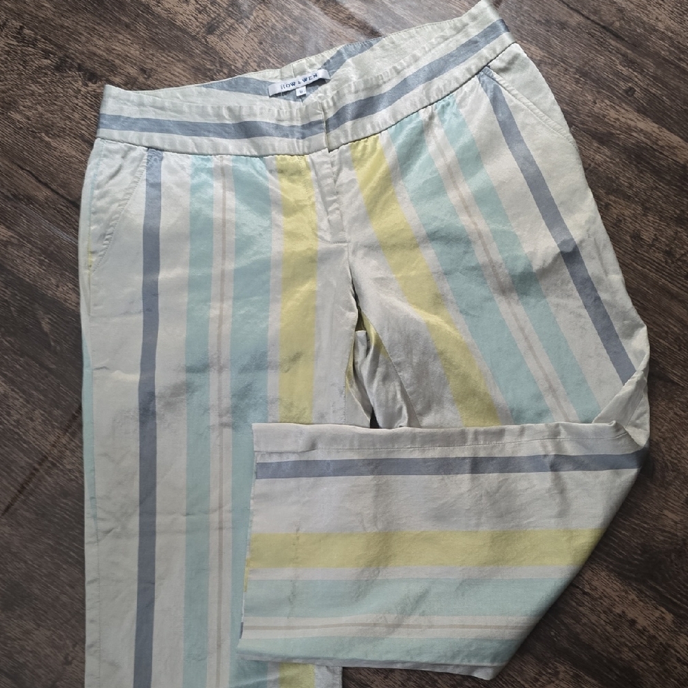 HOW & WEN Silky Satin Dress Pants Cropped Sz‎ 8 Pastel Spring
